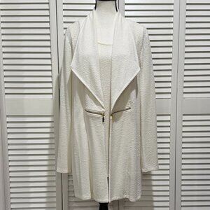 Chico’s Travelers Camisole & Jacket Set – Size 3 (XL/16) – White Textured Knit